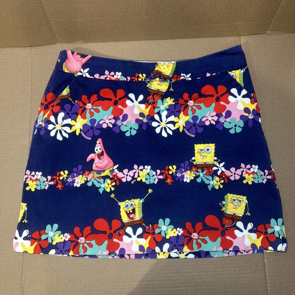 Loudmouth Golf Spongebob Squarepants Floral Skort Navy Blue Womens Size 10